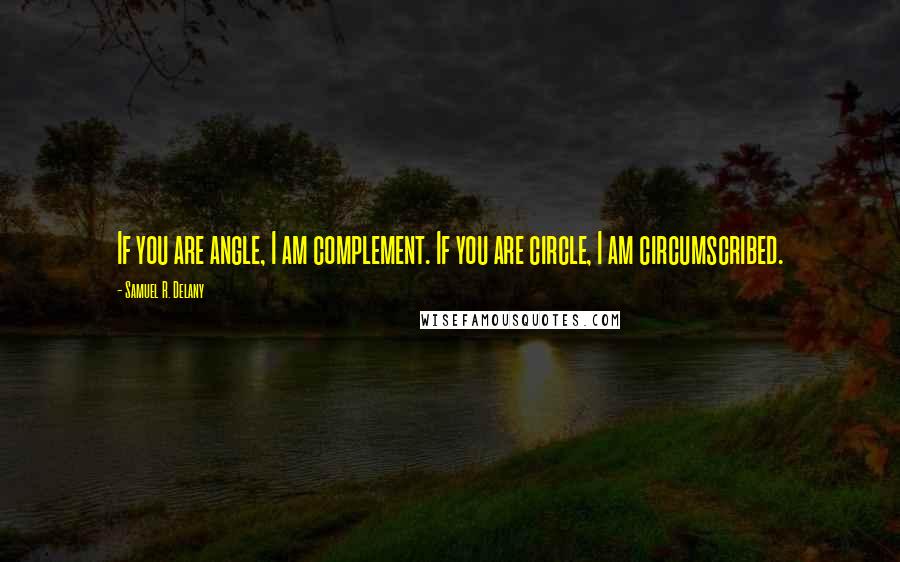 Samuel R. Delany Quotes: If you are angle, I am complement. If you are circle, I am circumscribed.