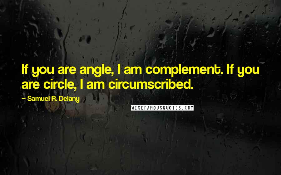 Samuel R. Delany Quotes: If you are angle, I am complement. If you are circle, I am circumscribed.