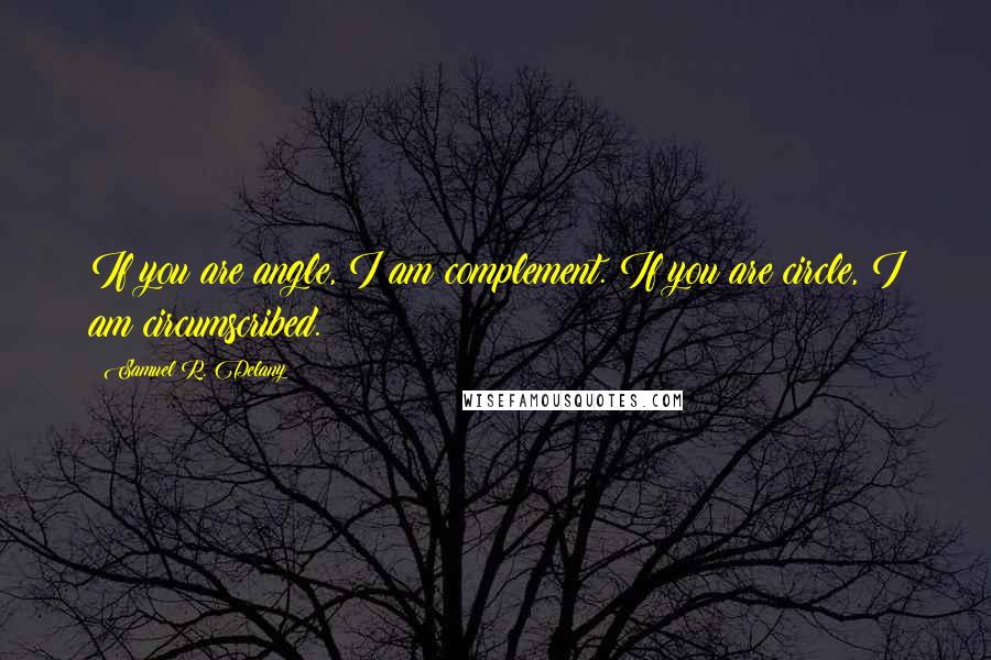 Samuel R. Delany Quotes: If you are angle, I am complement. If you are circle, I am circumscribed.