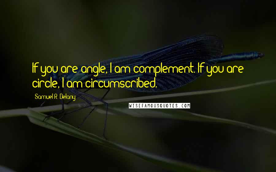 Samuel R. Delany Quotes: If you are angle, I am complement. If you are circle, I am circumscribed.