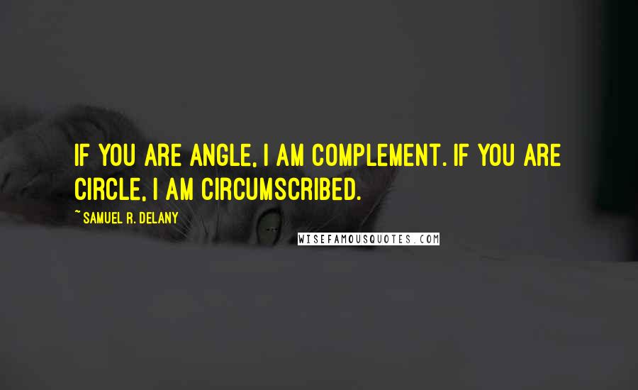 Samuel R. Delany Quotes: If you are angle, I am complement. If you are circle, I am circumscribed.