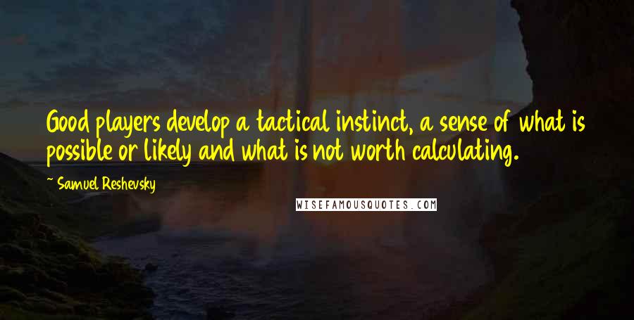 Samuel Reshevsky Quotes: Good players develop a tactical instinct, a sense of what is possible or likely and what is not worth calculating.