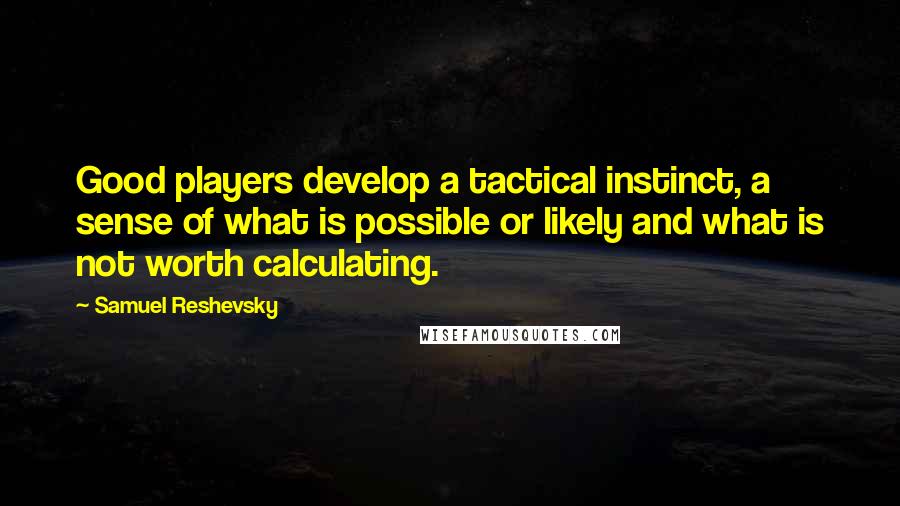 Samuel Reshevsky Quotes: Good players develop a tactical instinct, a sense of what is possible or likely and what is not worth calculating.