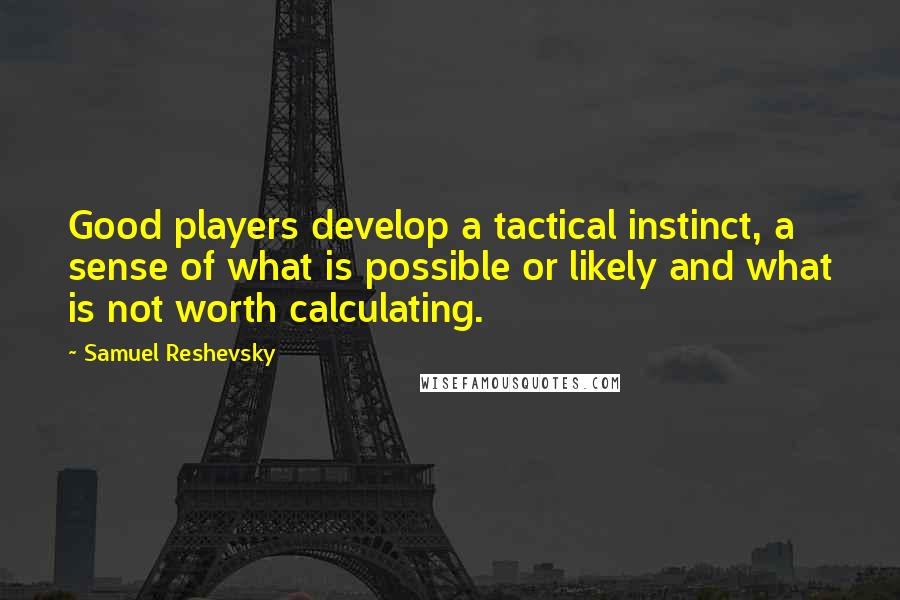 Samuel Reshevsky Quotes: Good players develop a tactical instinct, a sense of what is possible or likely and what is not worth calculating.