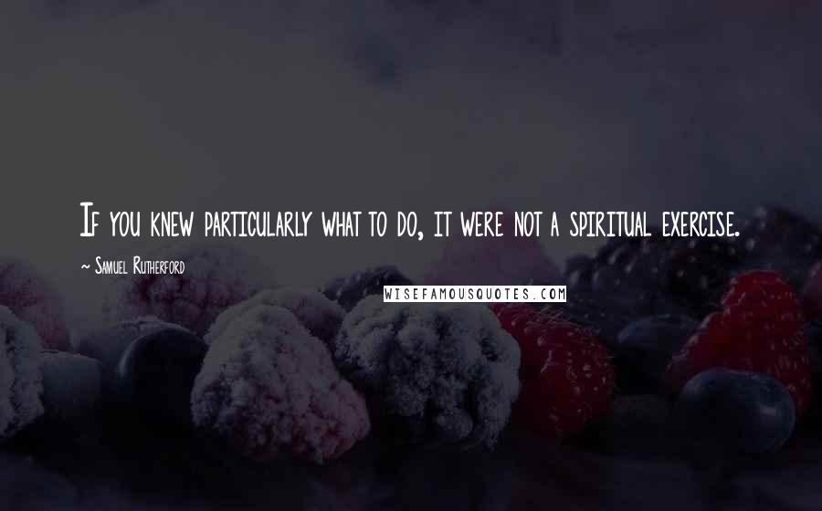 Samuel Rutherford Quotes: If you knew particularly what to do, it were not a spiritual exercise.