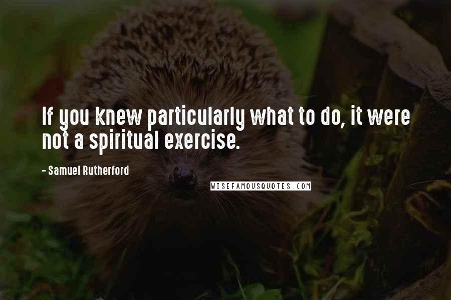 Samuel Rutherford Quotes: If you knew particularly what to do, it were not a spiritual exercise.