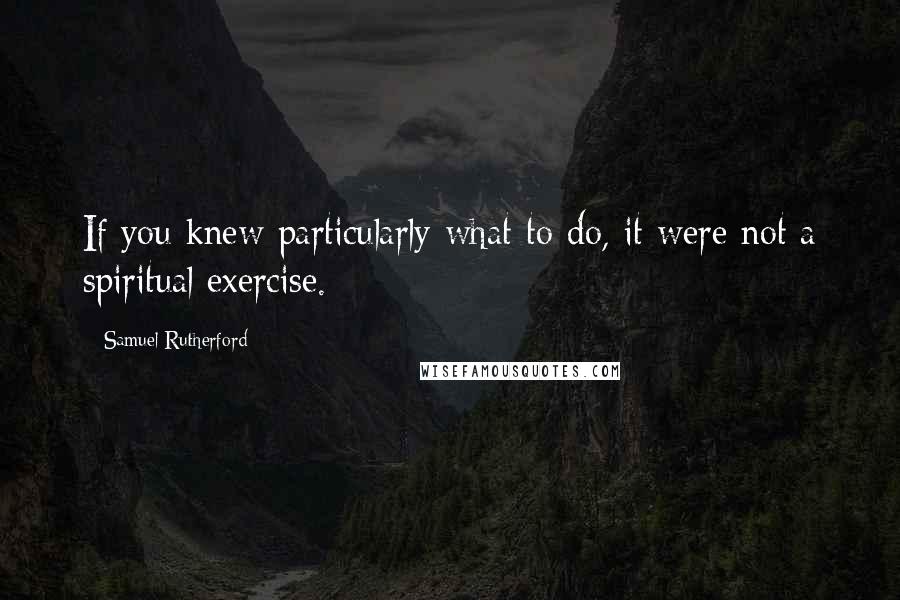 Samuel Rutherford Quotes: If you knew particularly what to do, it were not a spiritual exercise.