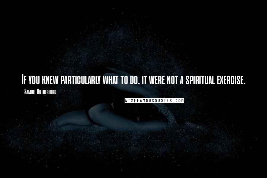 Samuel Rutherford Quotes: If you knew particularly what to do, it were not a spiritual exercise.