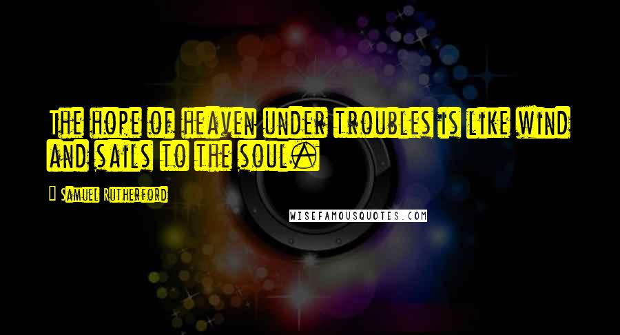 Samuel Rutherford Quotes: The hope of heaven under troubles is like wind and sails to the soul.