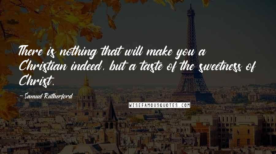 Samuel Rutherford Quotes: There is nothing that will make you a Christian indeed, but a taste of the sweetness of Christ.