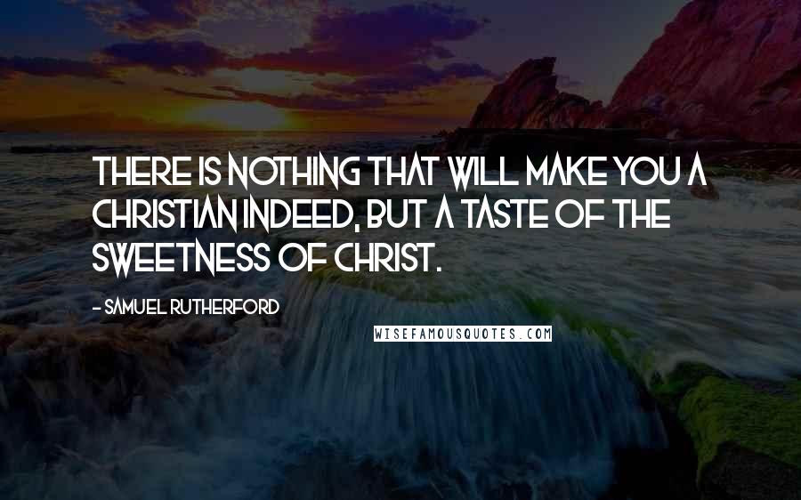 Samuel Rutherford Quotes: There is nothing that will make you a Christian indeed, but a taste of the sweetness of Christ.