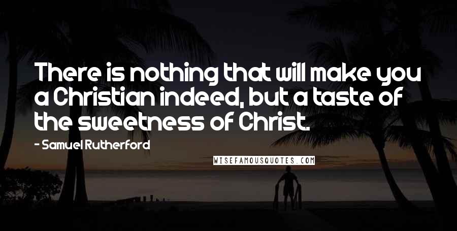 Samuel Rutherford Quotes: There is nothing that will make you a Christian indeed, but a taste of the sweetness of Christ.