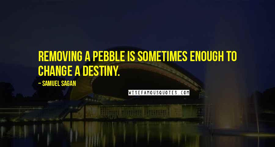 Samuel Sagan Quotes: Removing a pebble is sometimes enough to change a destiny.