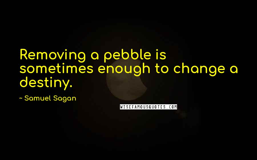 Samuel Sagan Quotes: Removing a pebble is sometimes enough to change a destiny.