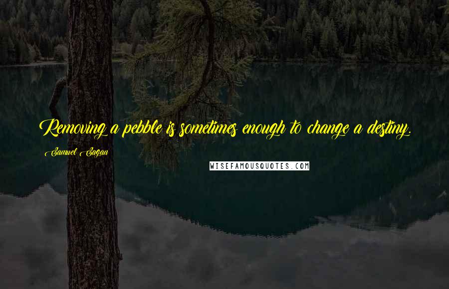 Samuel Sagan Quotes: Removing a pebble is sometimes enough to change a destiny.