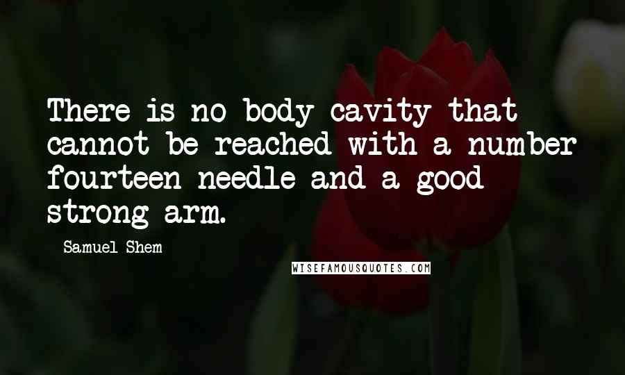 Samuel Shem Quotes: There is no body cavity that cannot be reached with a number fourteen needle and a good strong arm.
