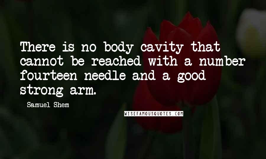 Samuel Shem Quotes: There is no body cavity that cannot be reached with a number fourteen needle and a good strong arm.