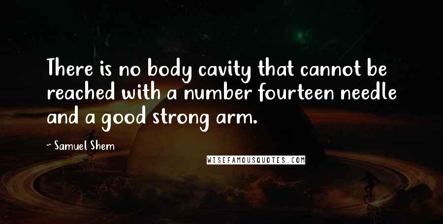 Samuel Shem Quotes: There is no body cavity that cannot be reached with a number fourteen needle and a good strong arm.