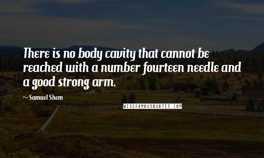 Samuel Shem Quotes: There is no body cavity that cannot be reached with a number fourteen needle and a good strong arm.