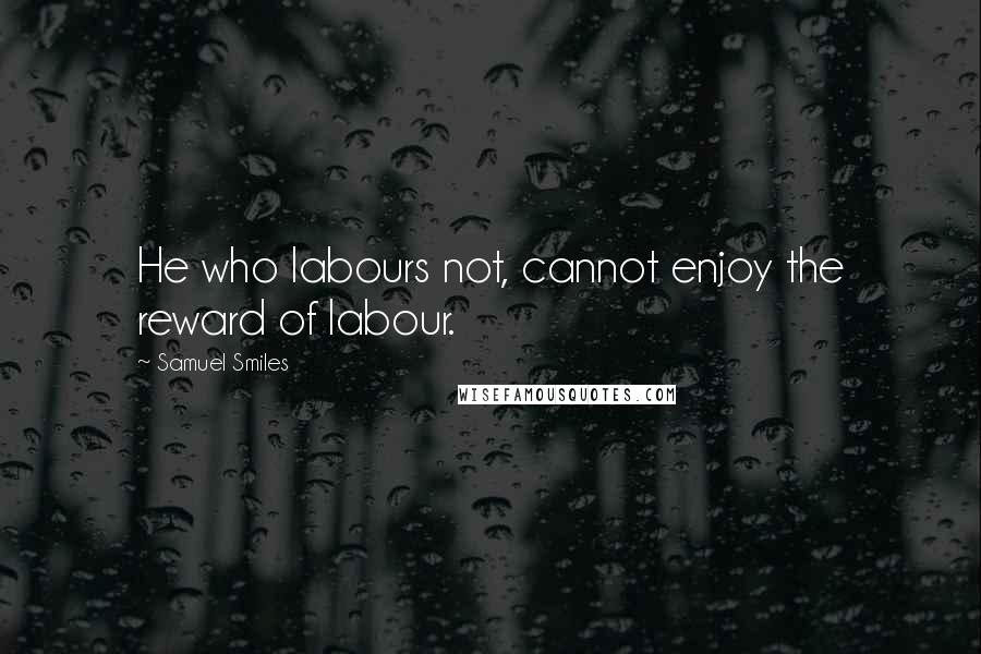 Samuel Smiles Quotes: He who labours not, cannot enjoy the reward of labour.