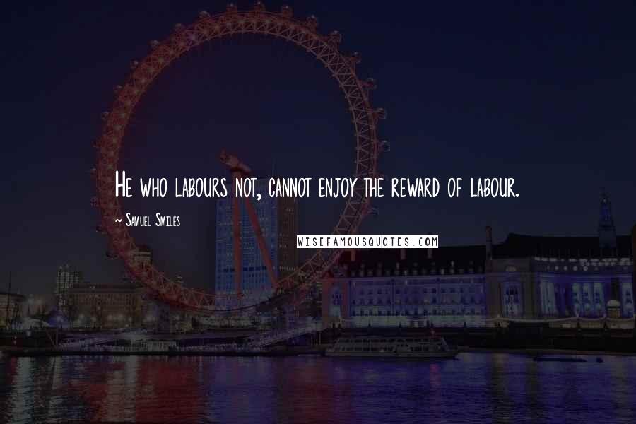 Samuel Smiles Quotes: He who labours not, cannot enjoy the reward of labour.