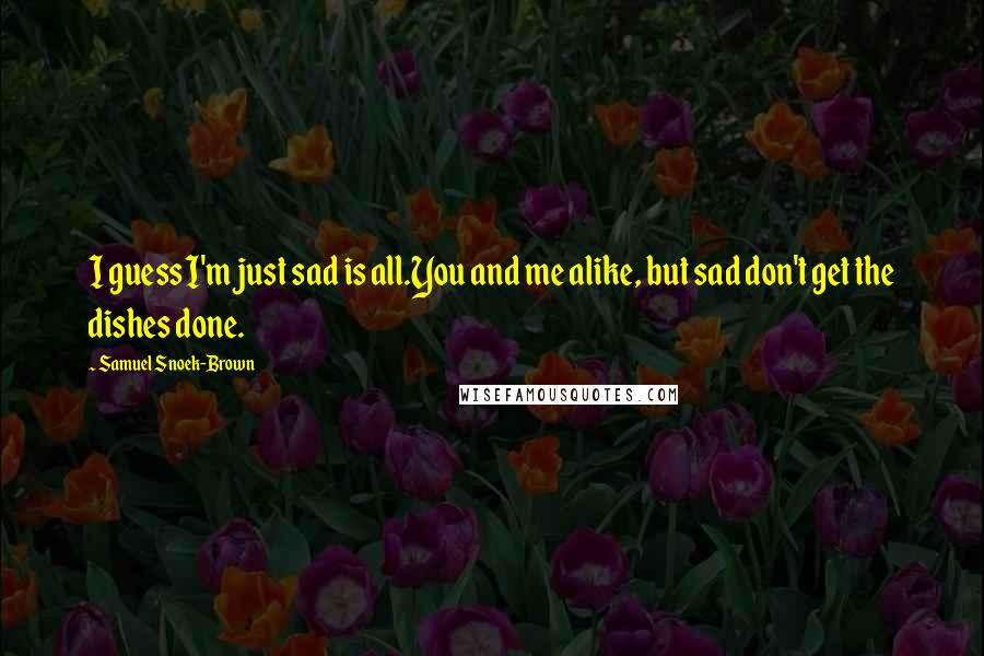 Samuel Snoek-Brown Quotes: I guess I'm just sad is all.You and me alike, but sad don't get the dishes done.