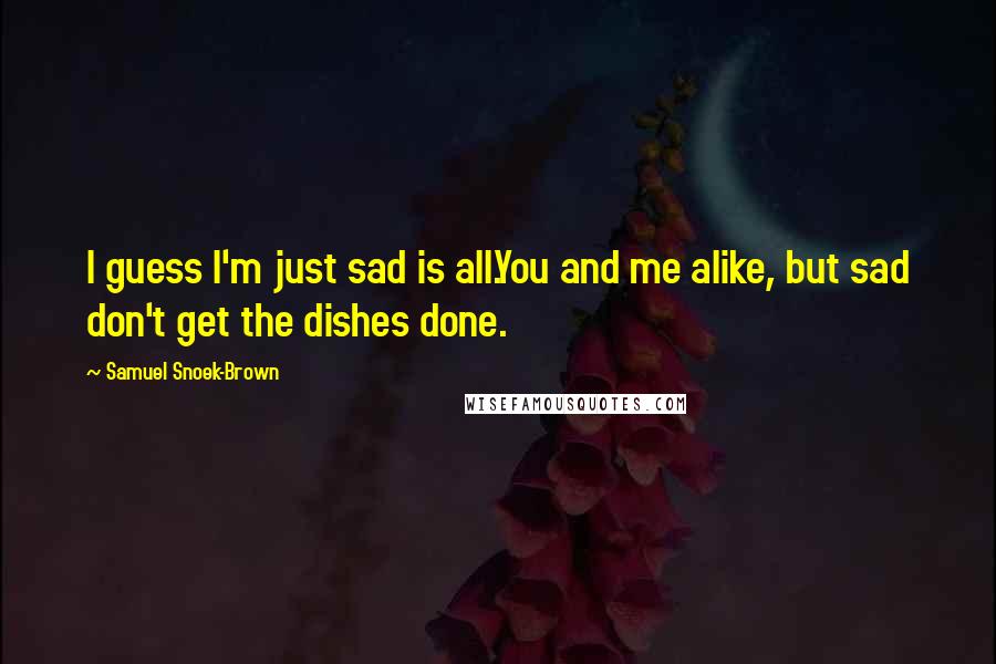 Samuel Snoek-Brown Quotes: I guess I'm just sad is all.You and me alike, but sad don't get the dishes done.