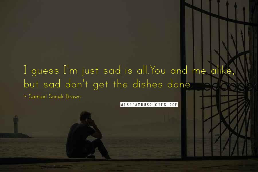 Samuel Snoek-Brown Quotes: I guess I'm just sad is all.You and me alike, but sad don't get the dishes done.