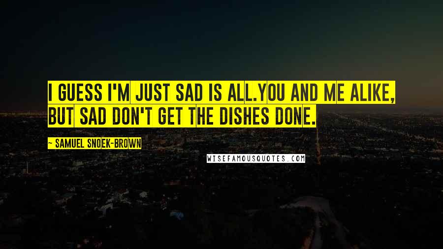 Samuel Snoek-Brown Quotes: I guess I'm just sad is all.You and me alike, but sad don't get the dishes done.