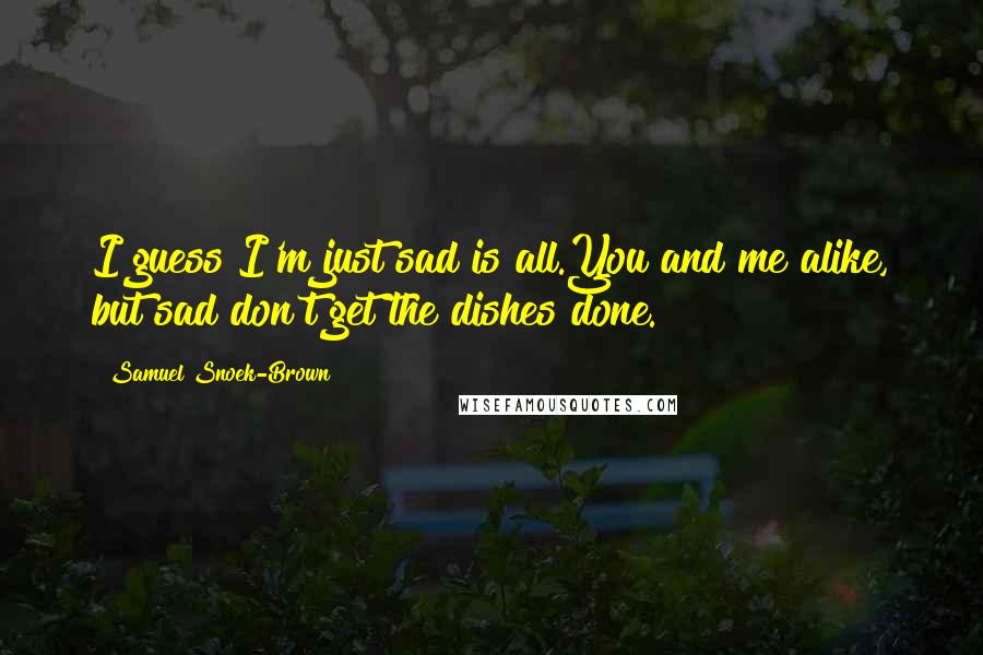 Samuel Snoek-Brown Quotes: I guess I'm just sad is all.You and me alike, but sad don't get the dishes done.