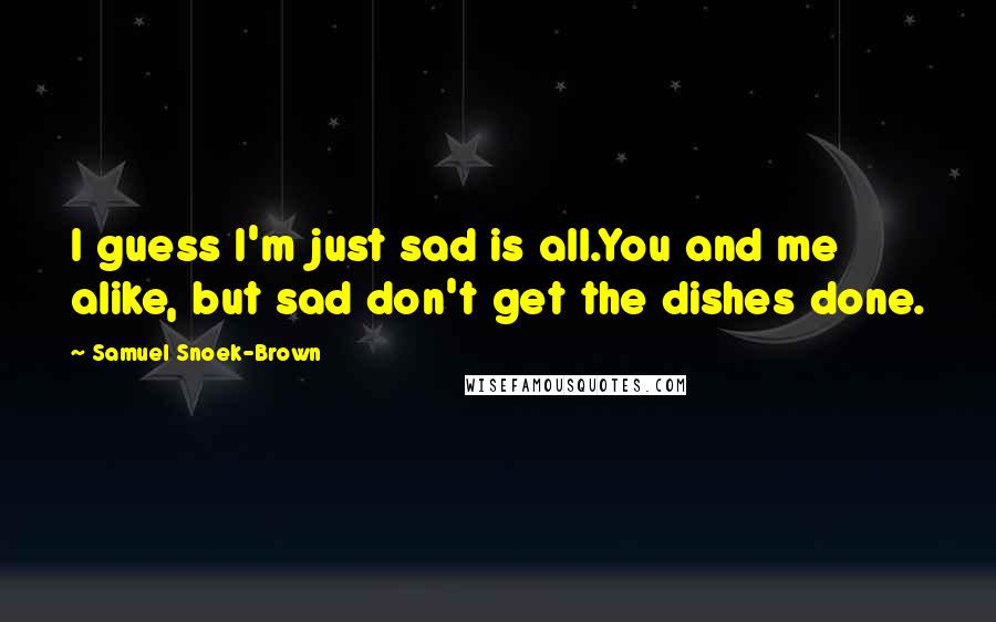 Samuel Snoek-Brown Quotes: I guess I'm just sad is all.You and me alike, but sad don't get the dishes done.