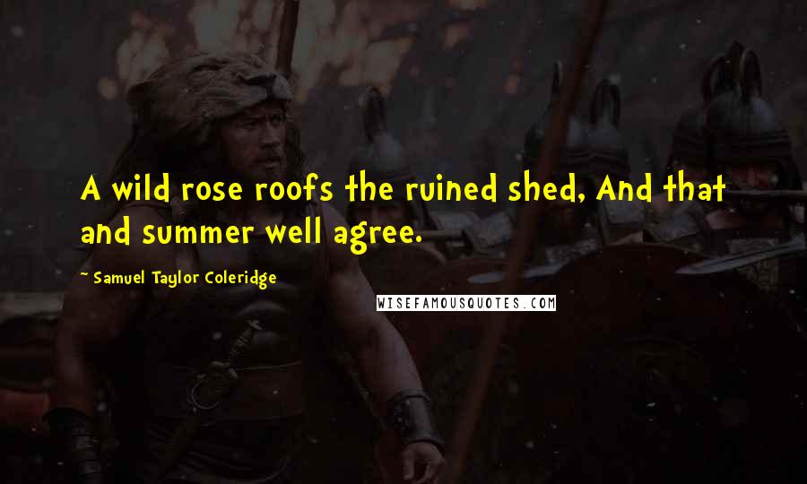 Samuel Taylor Coleridge Quotes: A wild rose roofs the ruined shed, And that and summer well agree.