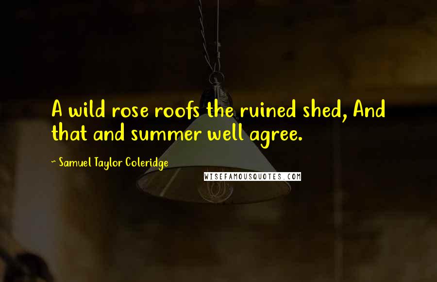 Samuel Taylor Coleridge Quotes: A wild rose roofs the ruined shed, And that and summer well agree.