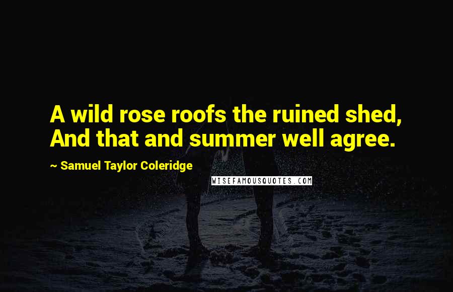 Samuel Taylor Coleridge Quotes: A wild rose roofs the ruined shed, And that and summer well agree.