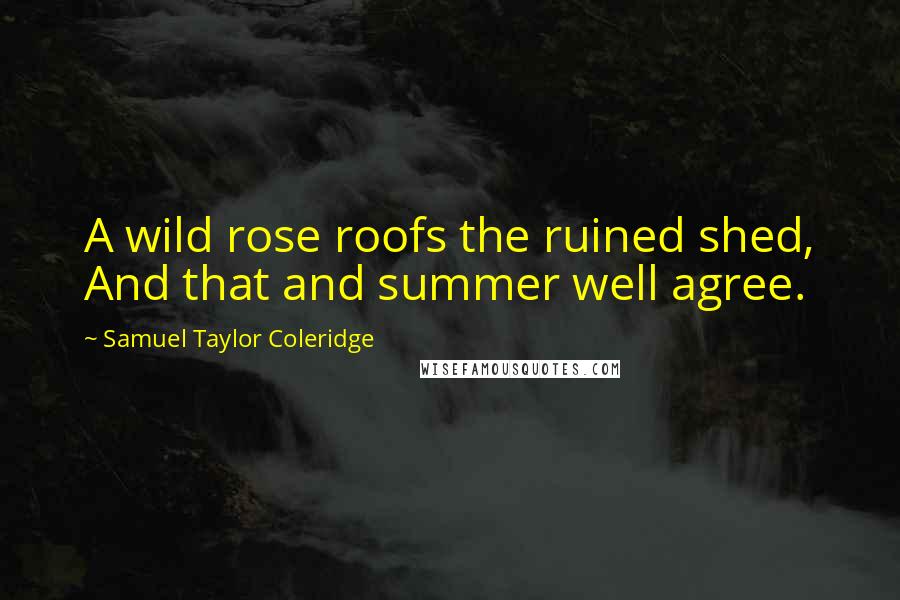 Samuel Taylor Coleridge Quotes: A wild rose roofs the ruined shed, And that and summer well agree.
