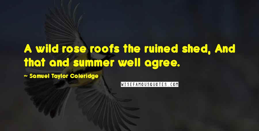 Samuel Taylor Coleridge Quotes: A wild rose roofs the ruined shed, And that and summer well agree.