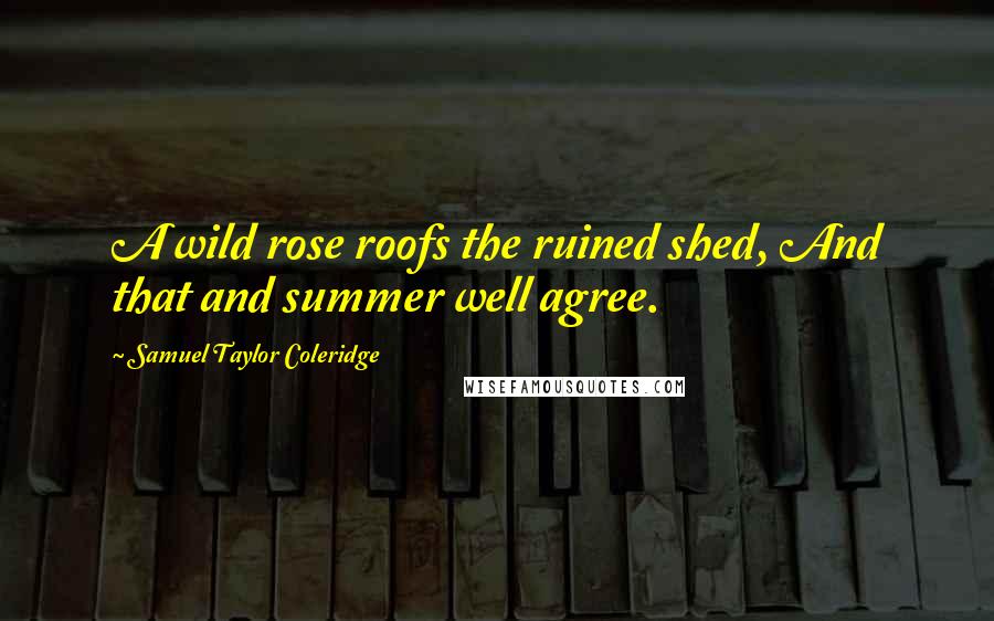 Samuel Taylor Coleridge Quotes: A wild rose roofs the ruined shed, And that and summer well agree.