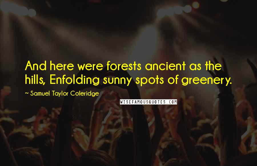 Samuel Taylor Coleridge Quotes: And here were forests ancient as the hills, Enfolding sunny spots of greenery.