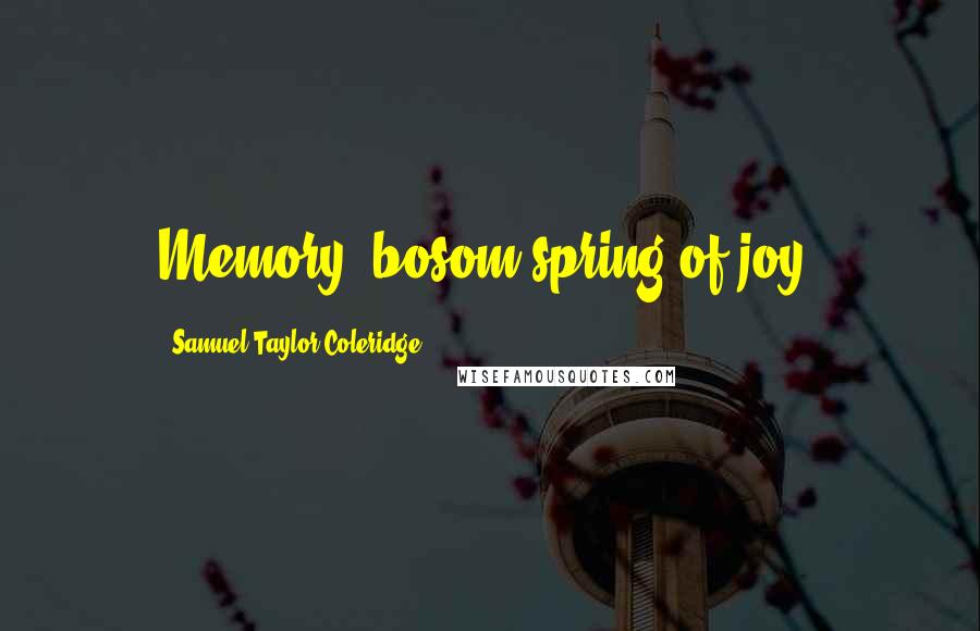 Samuel Taylor Coleridge Quotes: Memory, bosom-spring of joy.