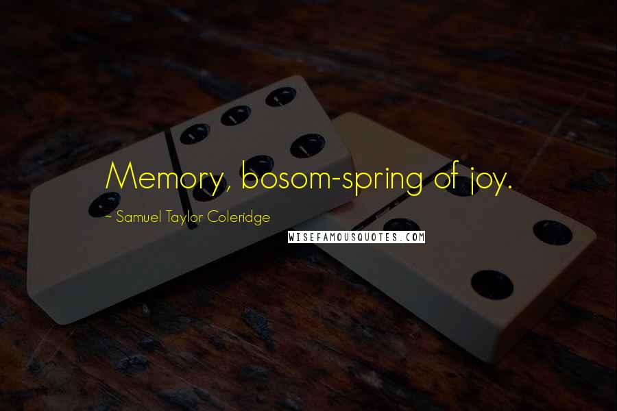 Samuel Taylor Coleridge Quotes: Memory, bosom-spring of joy.