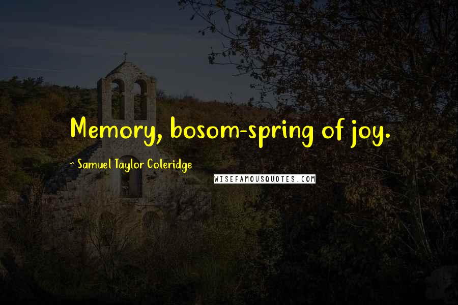 Samuel Taylor Coleridge Quotes: Memory, bosom-spring of joy.