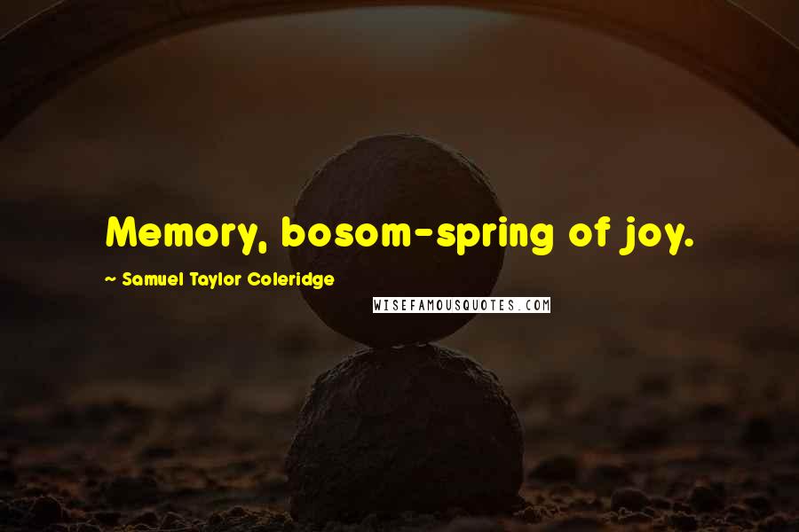 Samuel Taylor Coleridge Quotes: Memory, bosom-spring of joy.