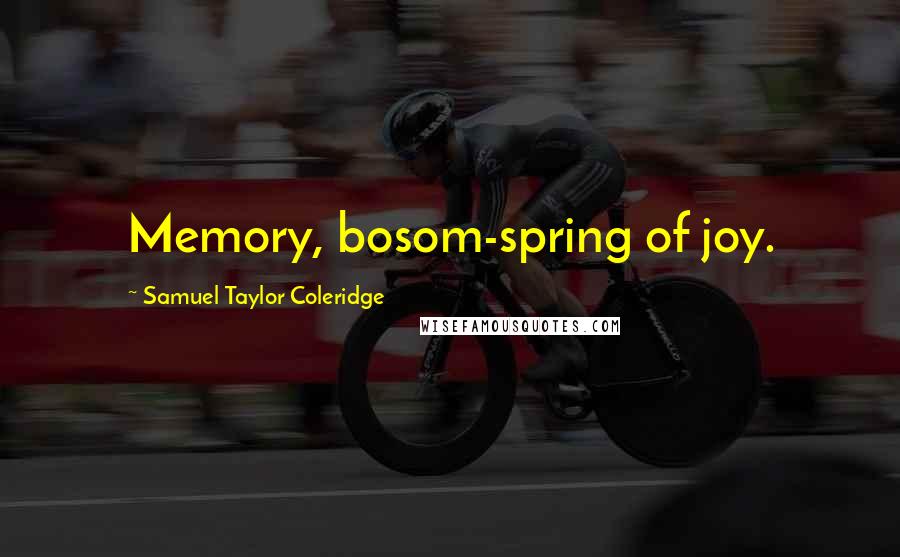 Samuel Taylor Coleridge Quotes: Memory, bosom-spring of joy.