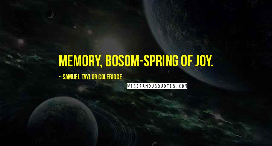 Samuel Taylor Coleridge Quotes: Memory, bosom-spring of joy.