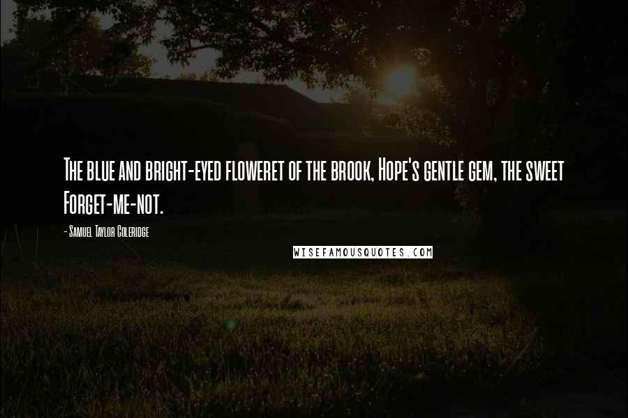 Samuel Taylor Coleridge Quotes: The blue and bright-eyed floweret of the brook, Hope's gentle gem, the sweet Forget-me-not.