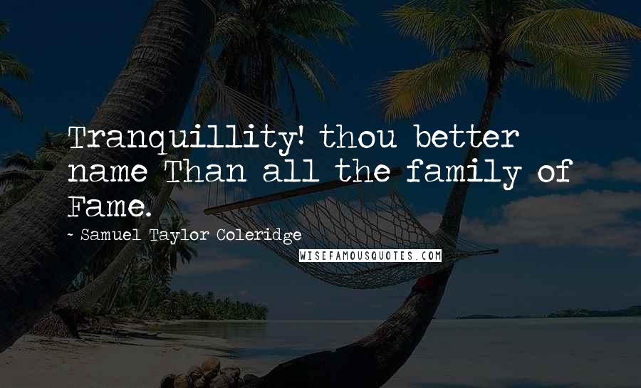 Samuel Taylor Coleridge Quotes: Tranquillity! thou better name Than all the family of Fame.