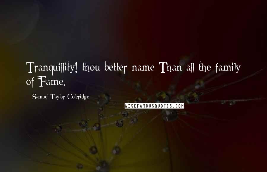 Samuel Taylor Coleridge Quotes: Tranquillity! thou better name Than all the family of Fame.