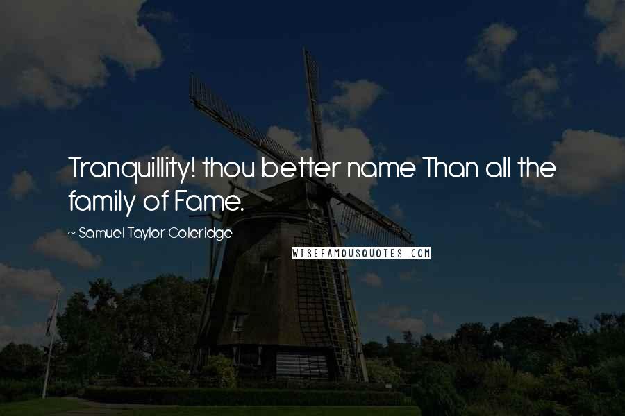 Samuel Taylor Coleridge Quotes: Tranquillity! thou better name Than all the family of Fame.