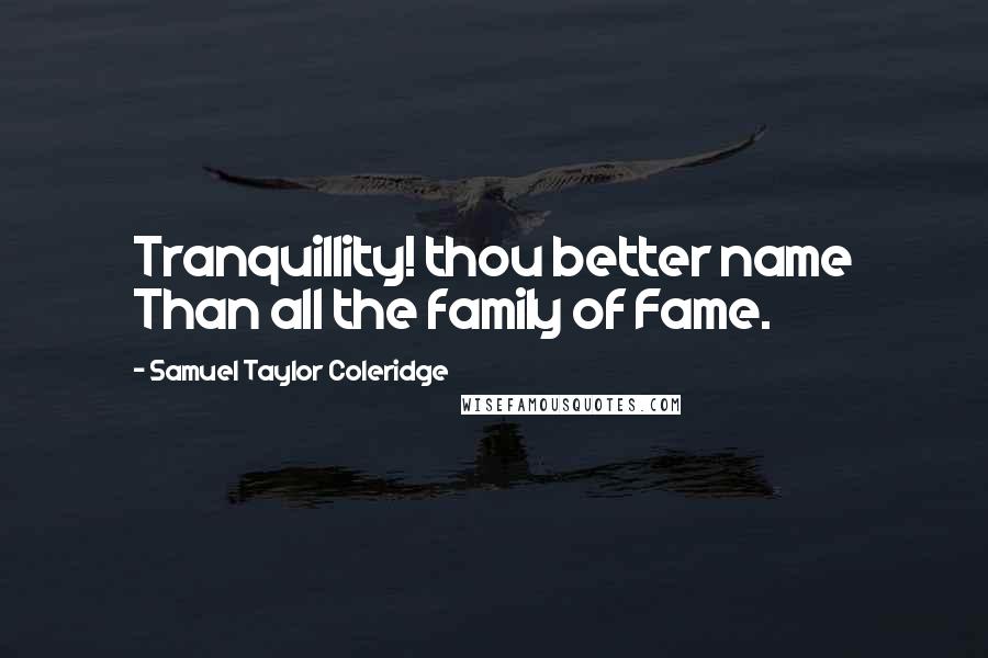 Samuel Taylor Coleridge Quotes: Tranquillity! thou better name Than all the family of Fame.