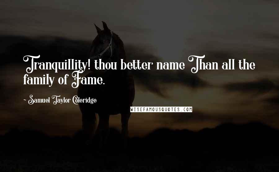 Samuel Taylor Coleridge Quotes: Tranquillity! thou better name Than all the family of Fame.